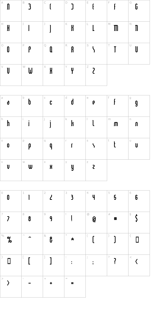 Smart and Sexy Bold character map