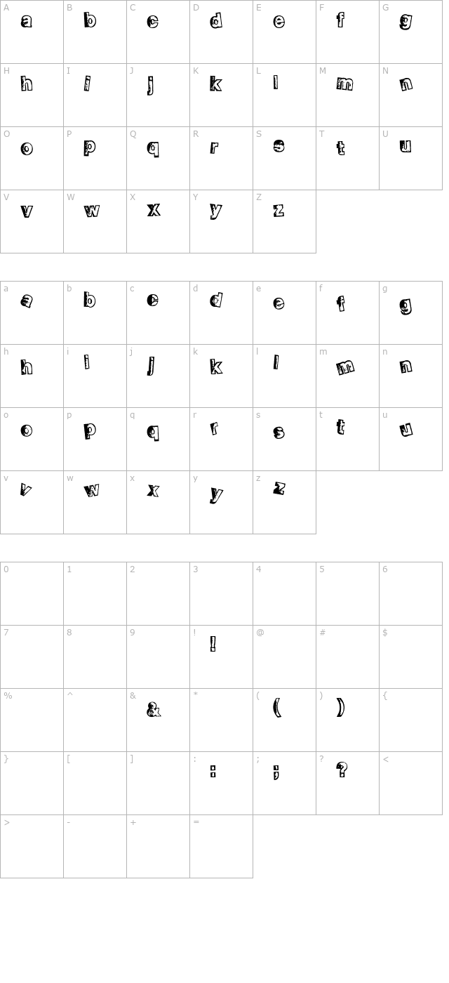 smellvetica-outline character map