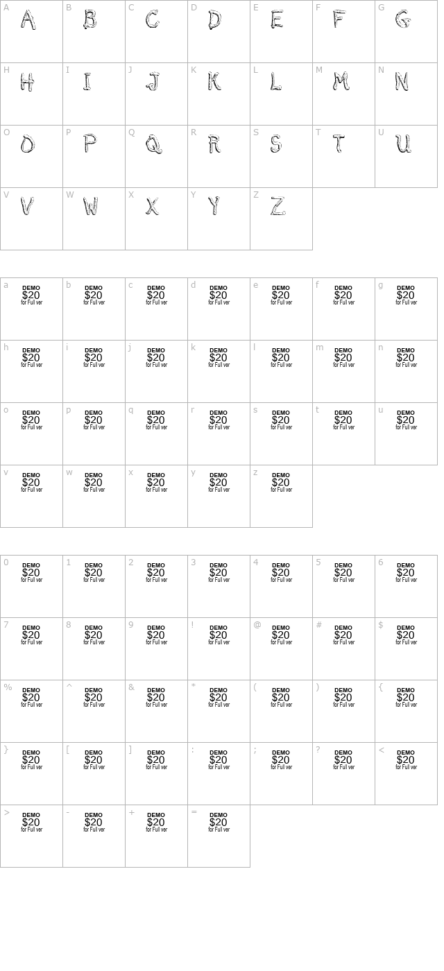 smelted-demo character map