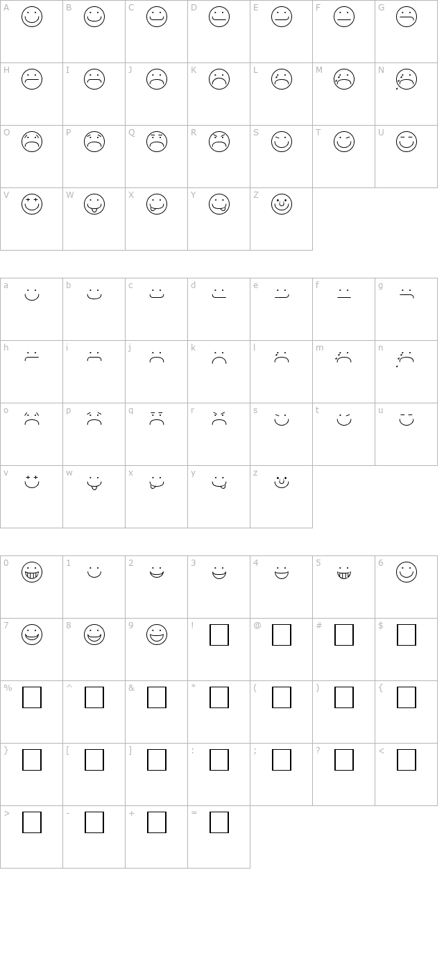 smiley-regular character map