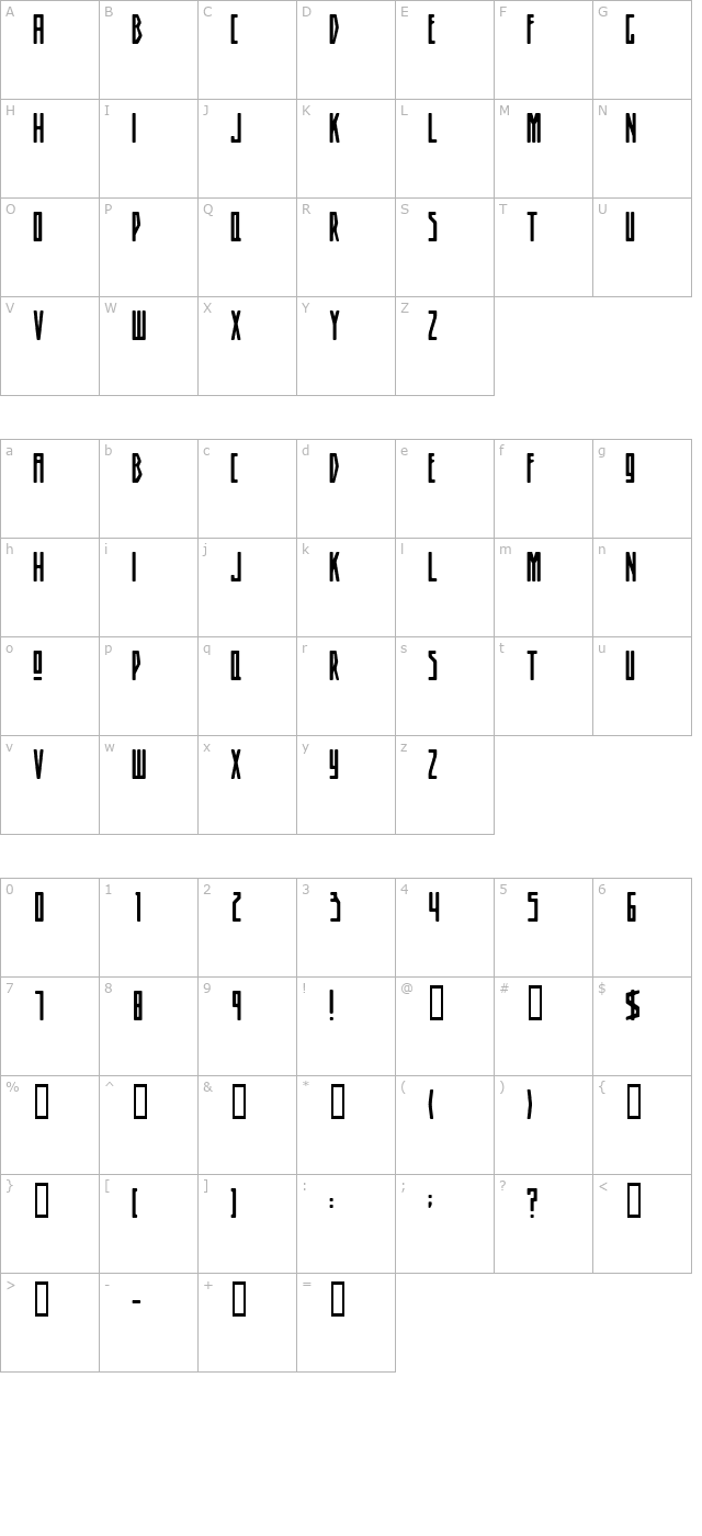 SmithPremier character map