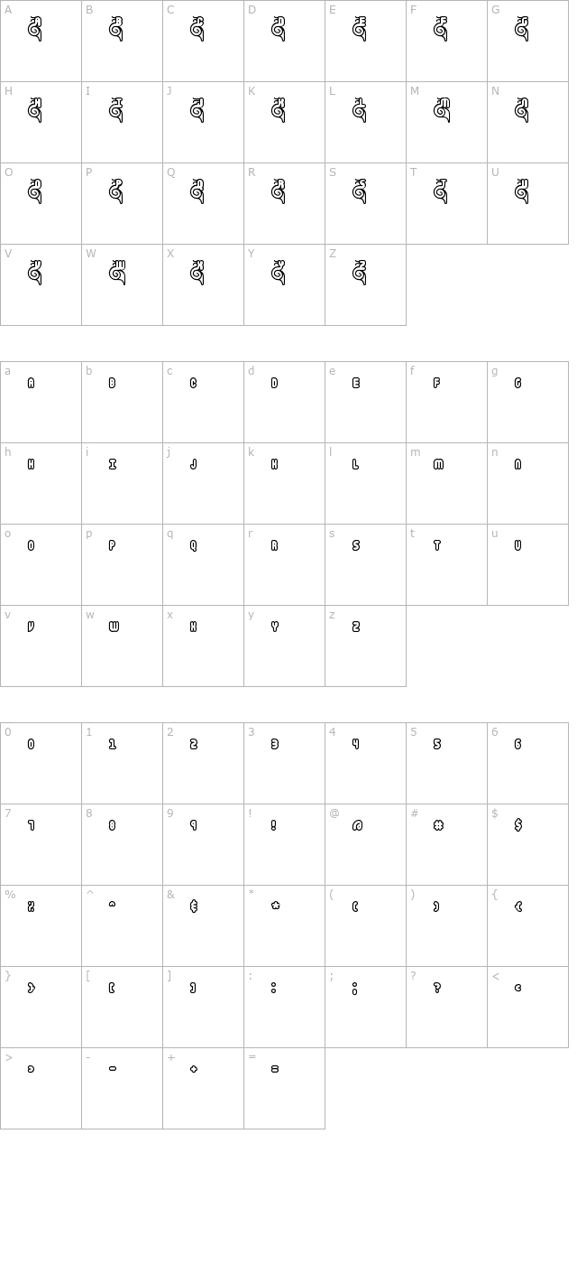 Snailets BRK character map