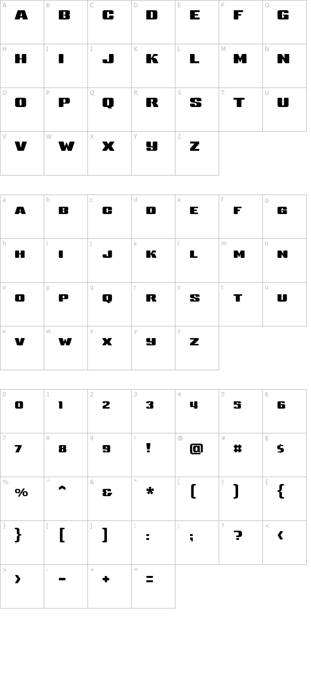 Sneakers Medium SC character map