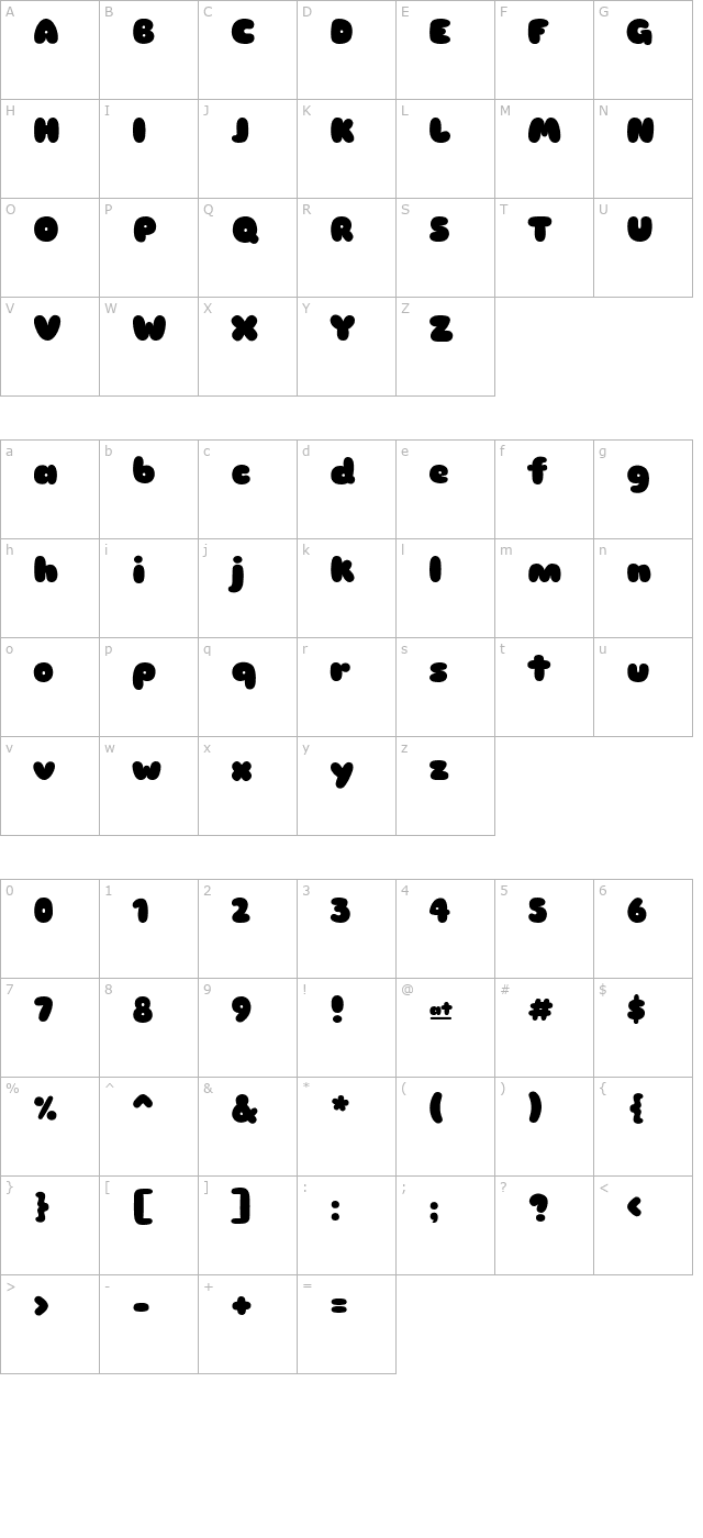 Sniglet ExtraBold character map