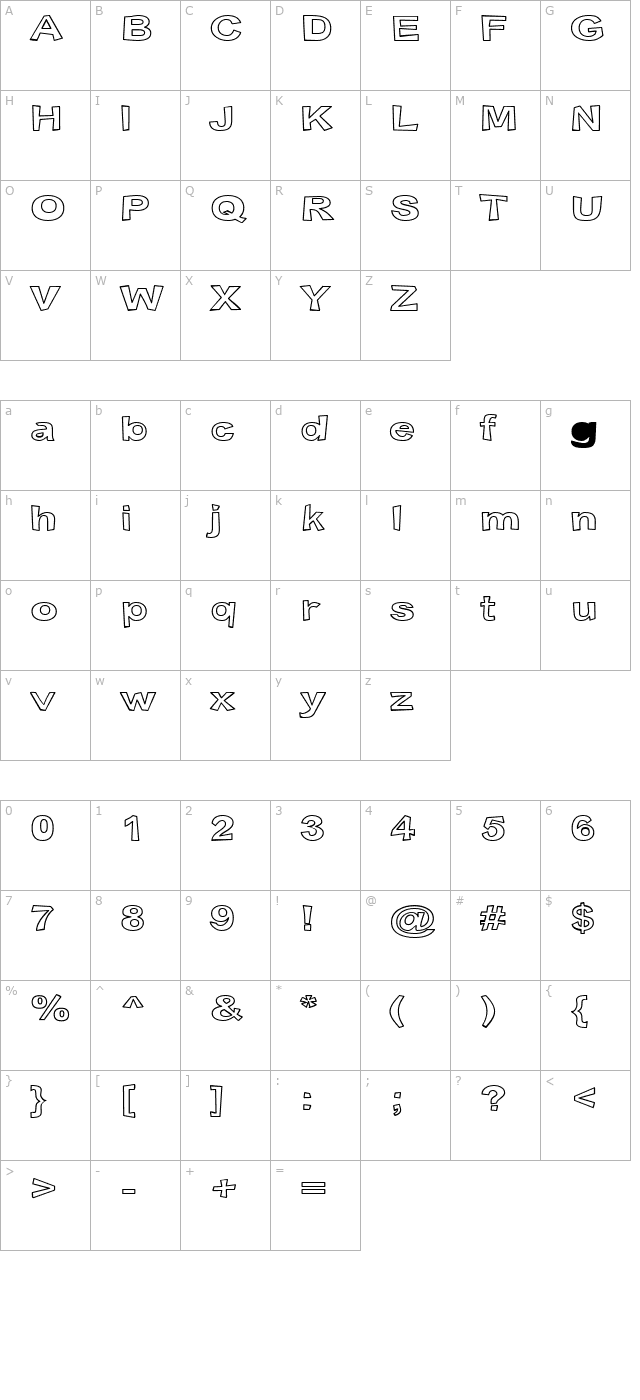 Snott Outline character map