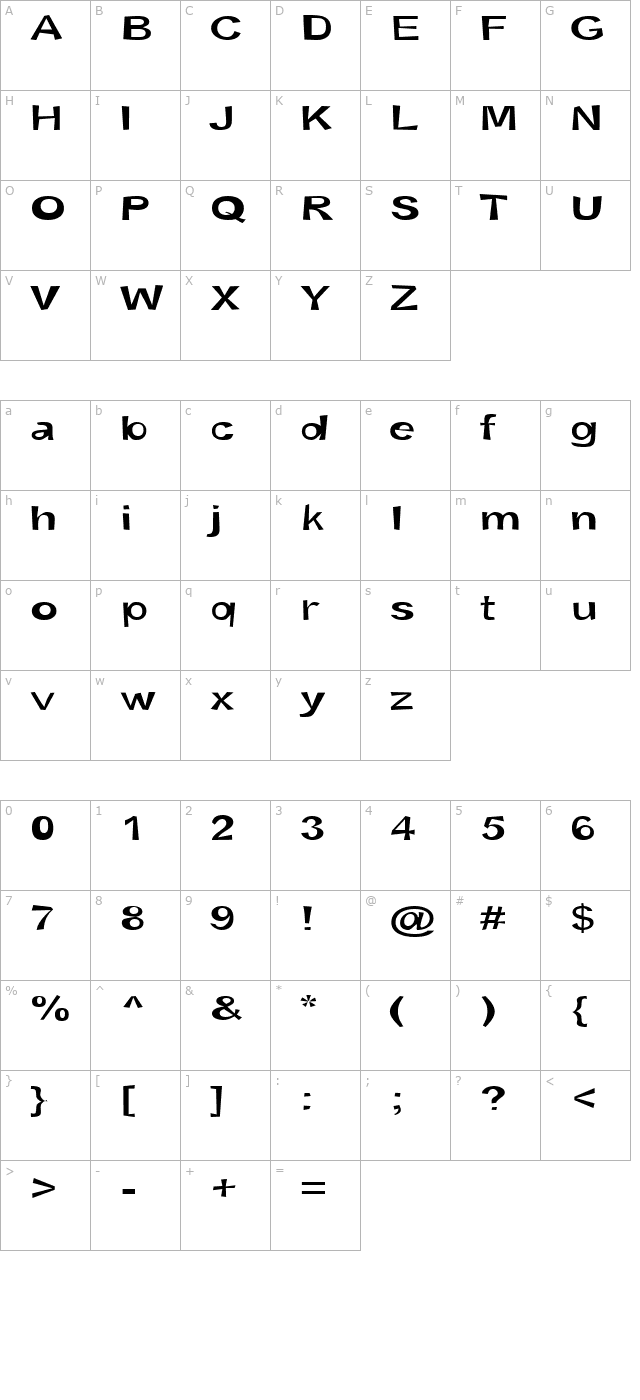 Snott SemiBold character map