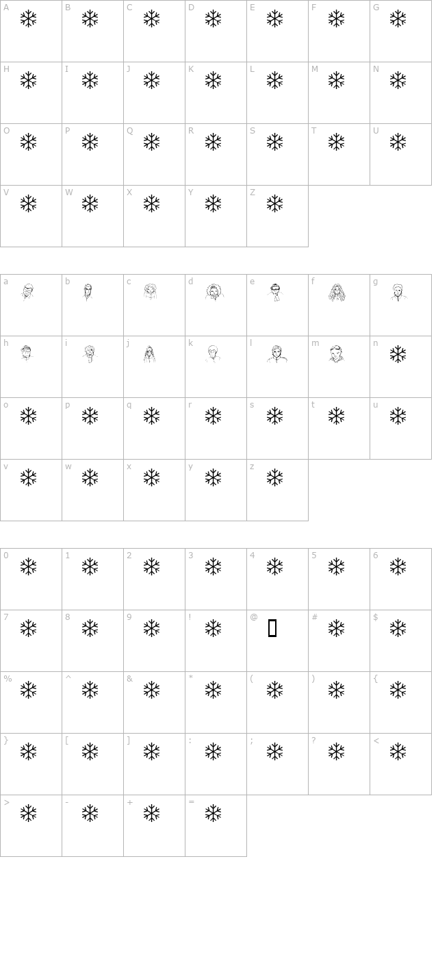snowbats character map