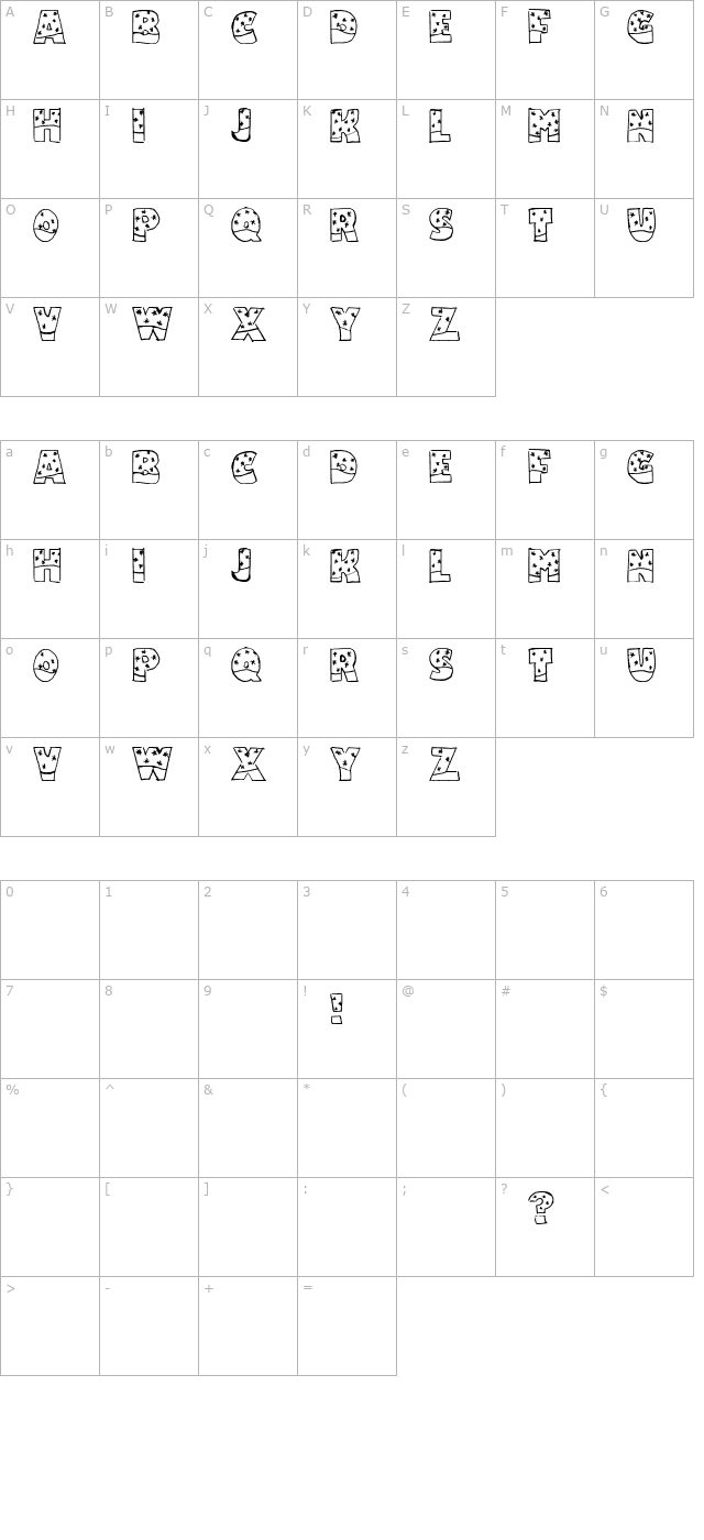 Snowfall character map