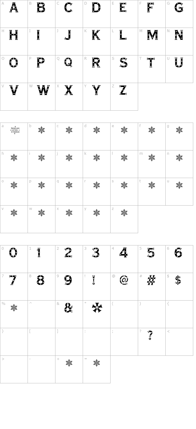 Snowflake Letters character map