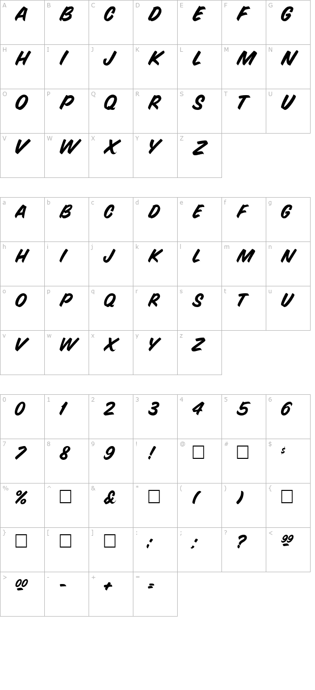 Snyder Regular character map