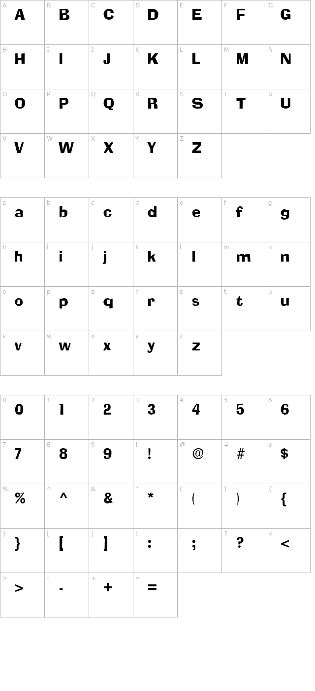 Socket Regular character map