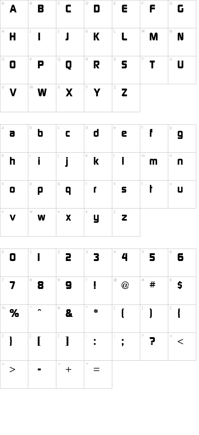 Sol Heavy Regular character map