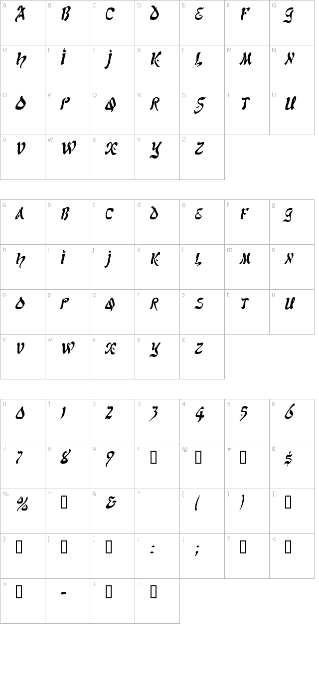 solomoncondensed-italic character map