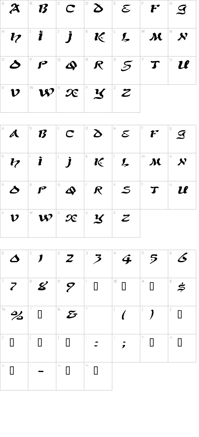 SolomonExtended Italic character map