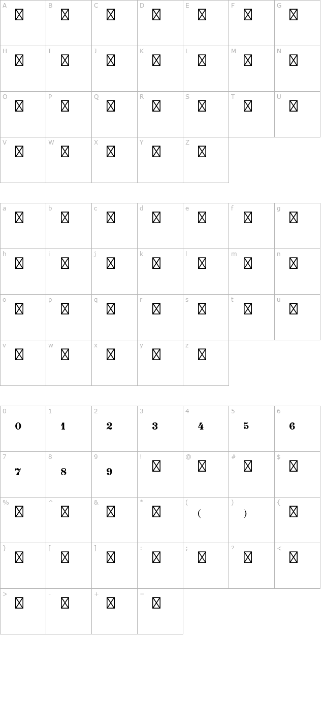 SonataStd character map