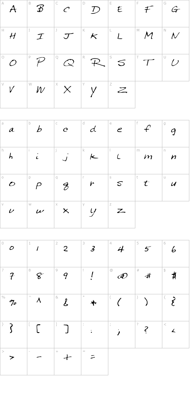 sonni-regular character map