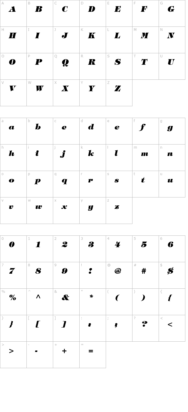 sophisticate-black-ssi-bold-italic character map