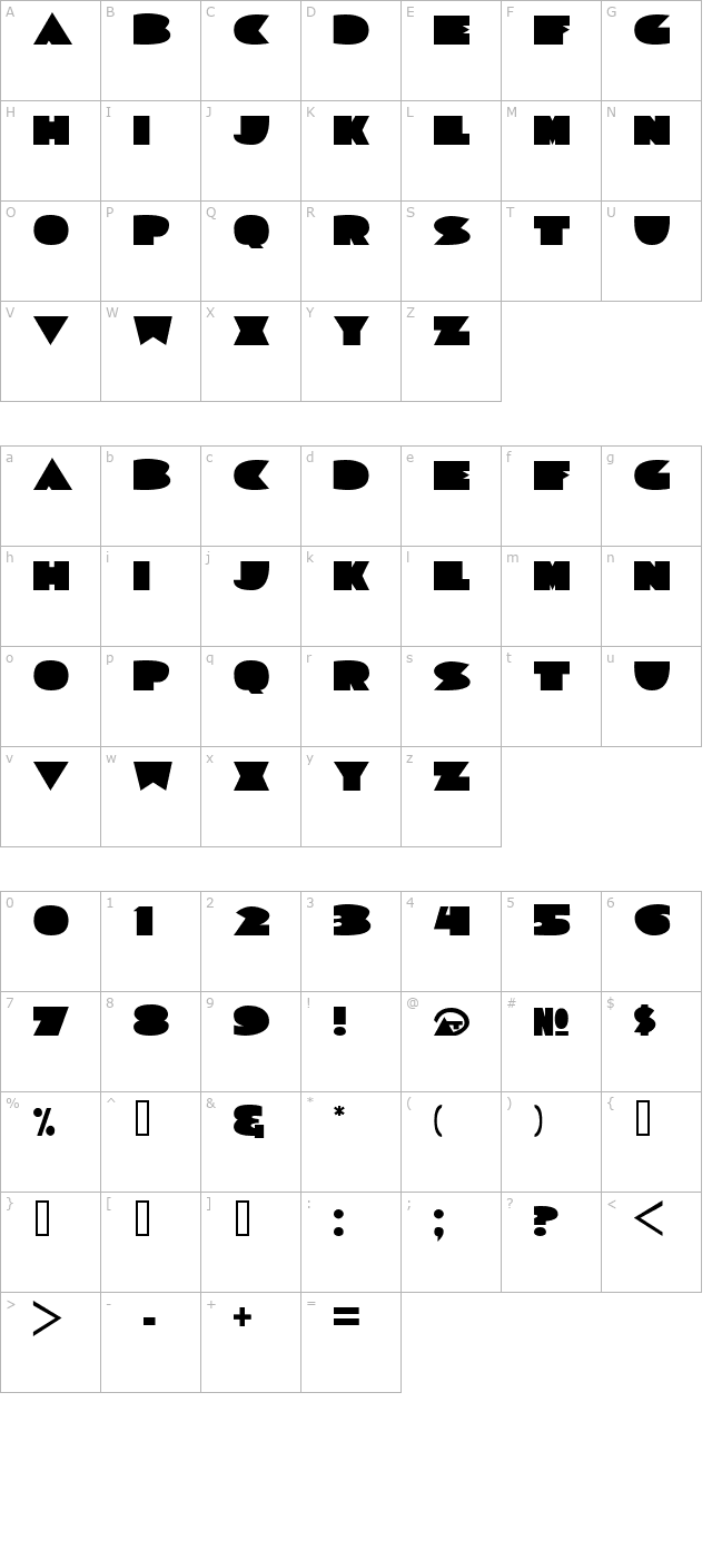 Sorta Deco JL character map