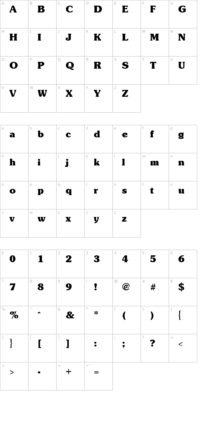 SoutaneBlack Regular character map