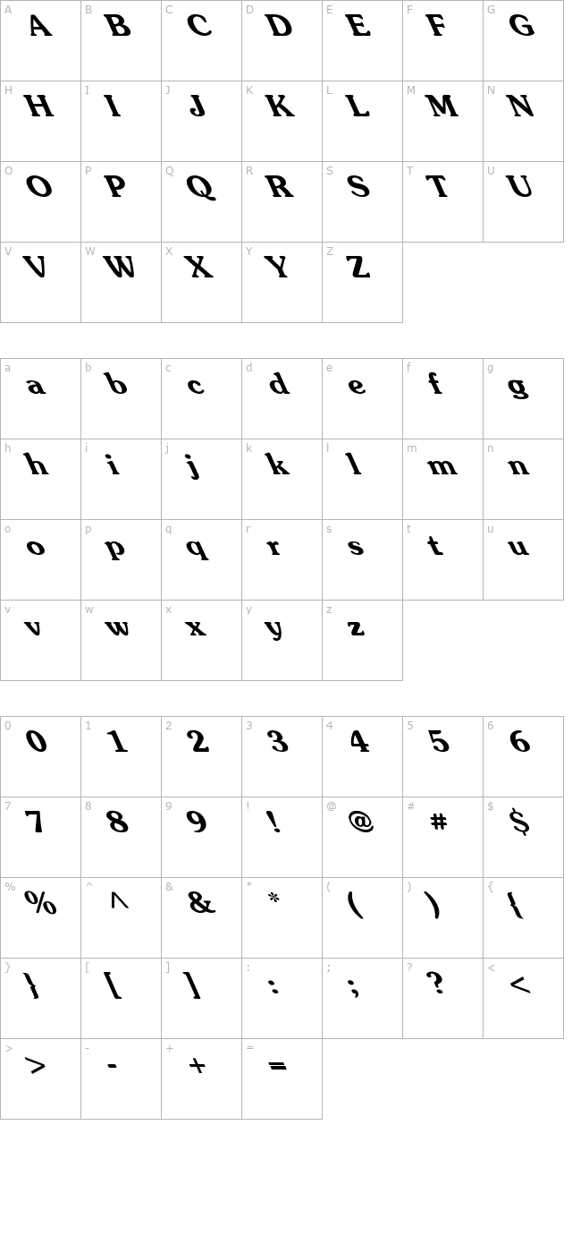 souvenir-light-bold-lefites character map