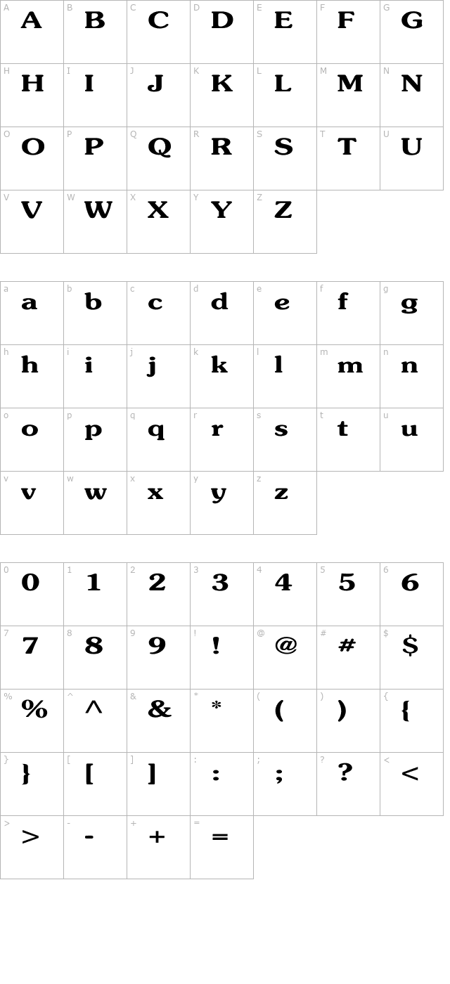 souvenir-light-bold-wd character map