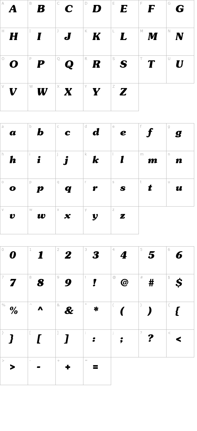 souvenirstd-bolditalic character map