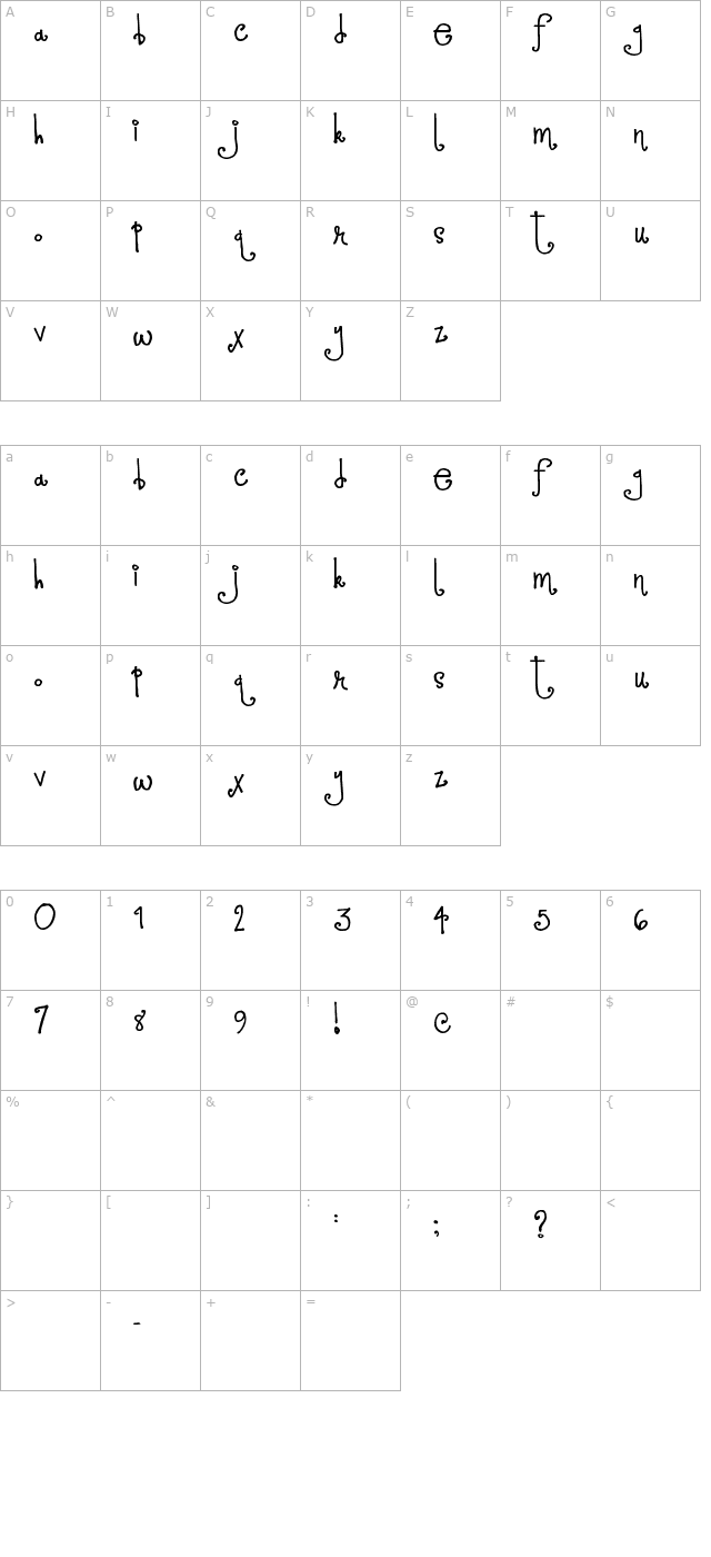 SP LOVE LIFE character map