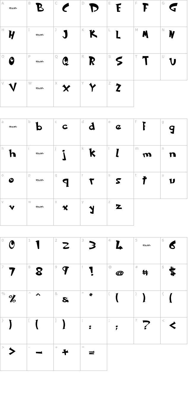 SP-rocket character map