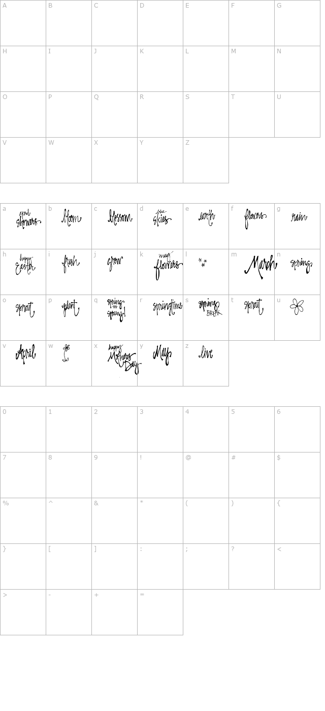 sp-springtime character map