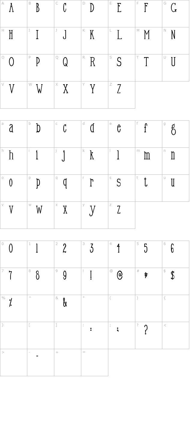 SP TobyType character map