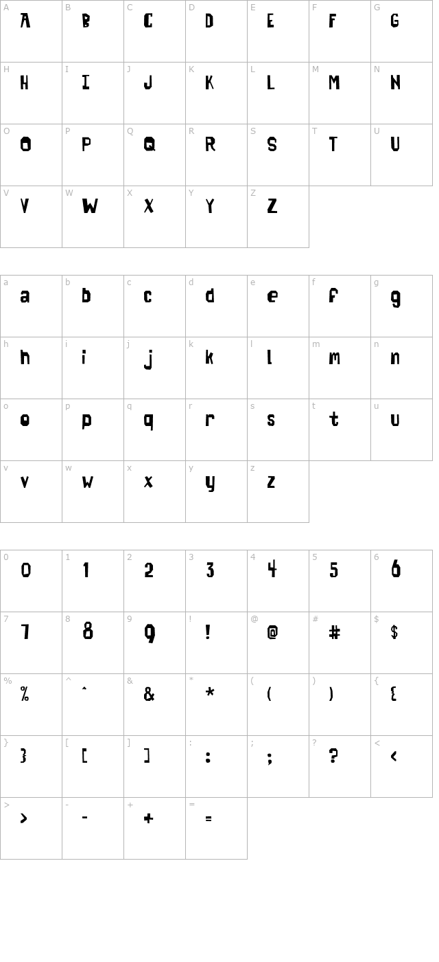 SpaceCowboy character map