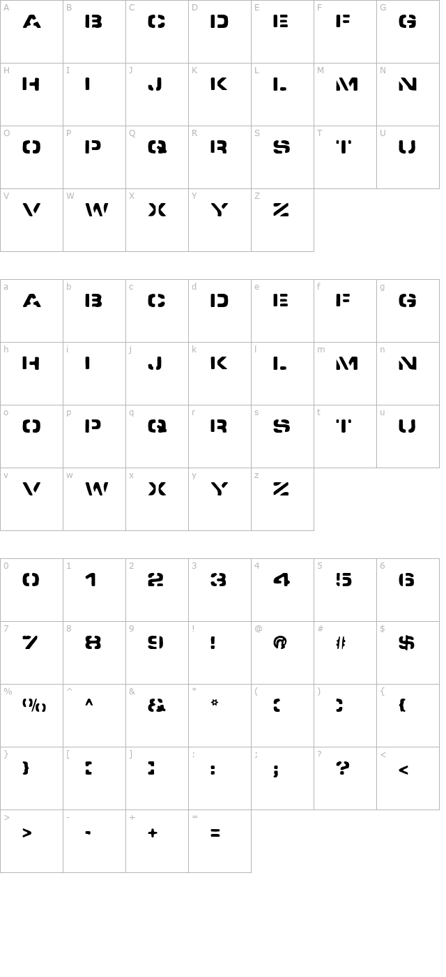 Spacedock Stencil character map