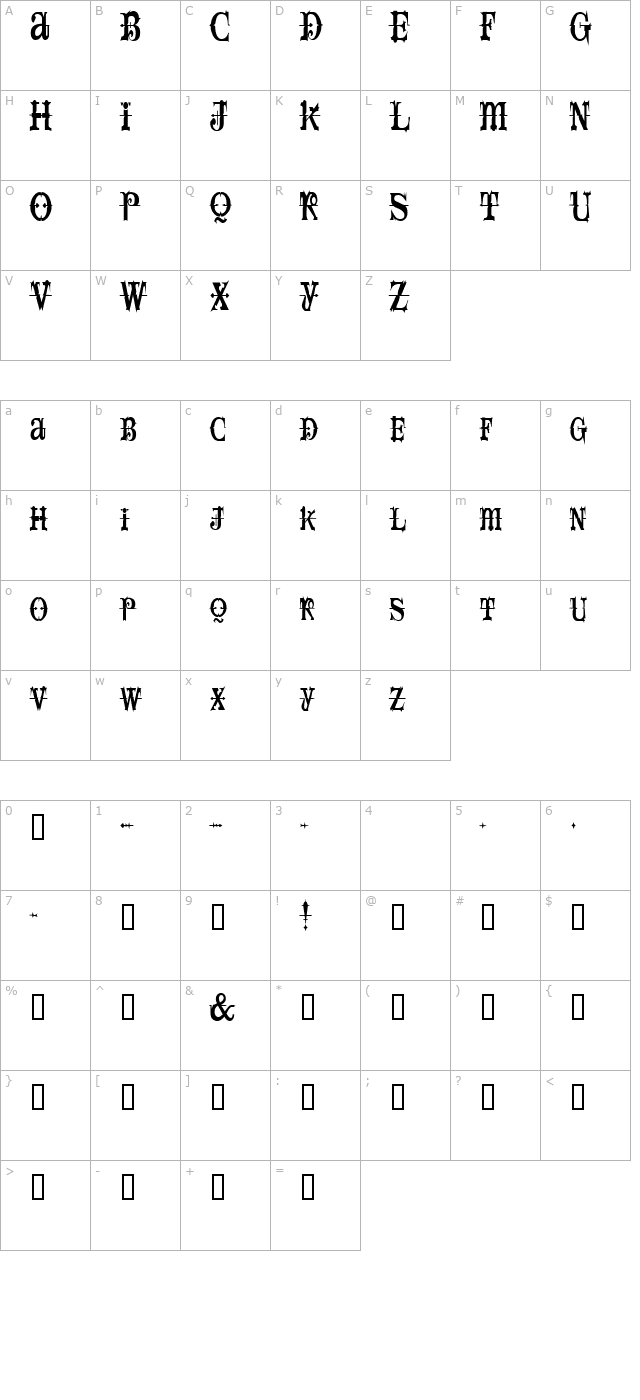 SpaceIveyCondensed character map