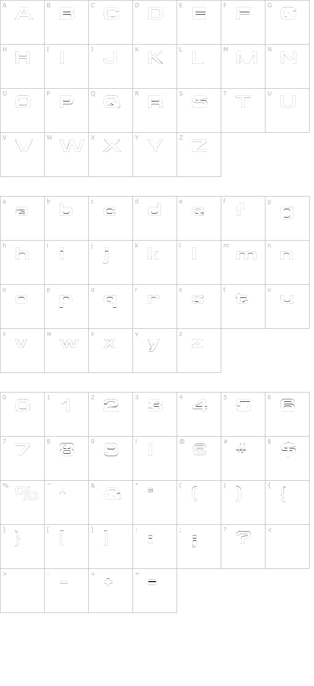 SpaceOutBoldOutline character map