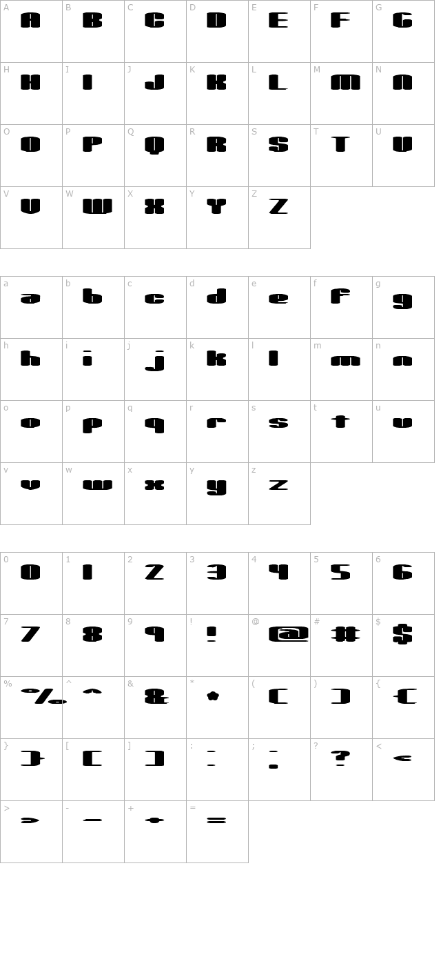 spacious-brk character map