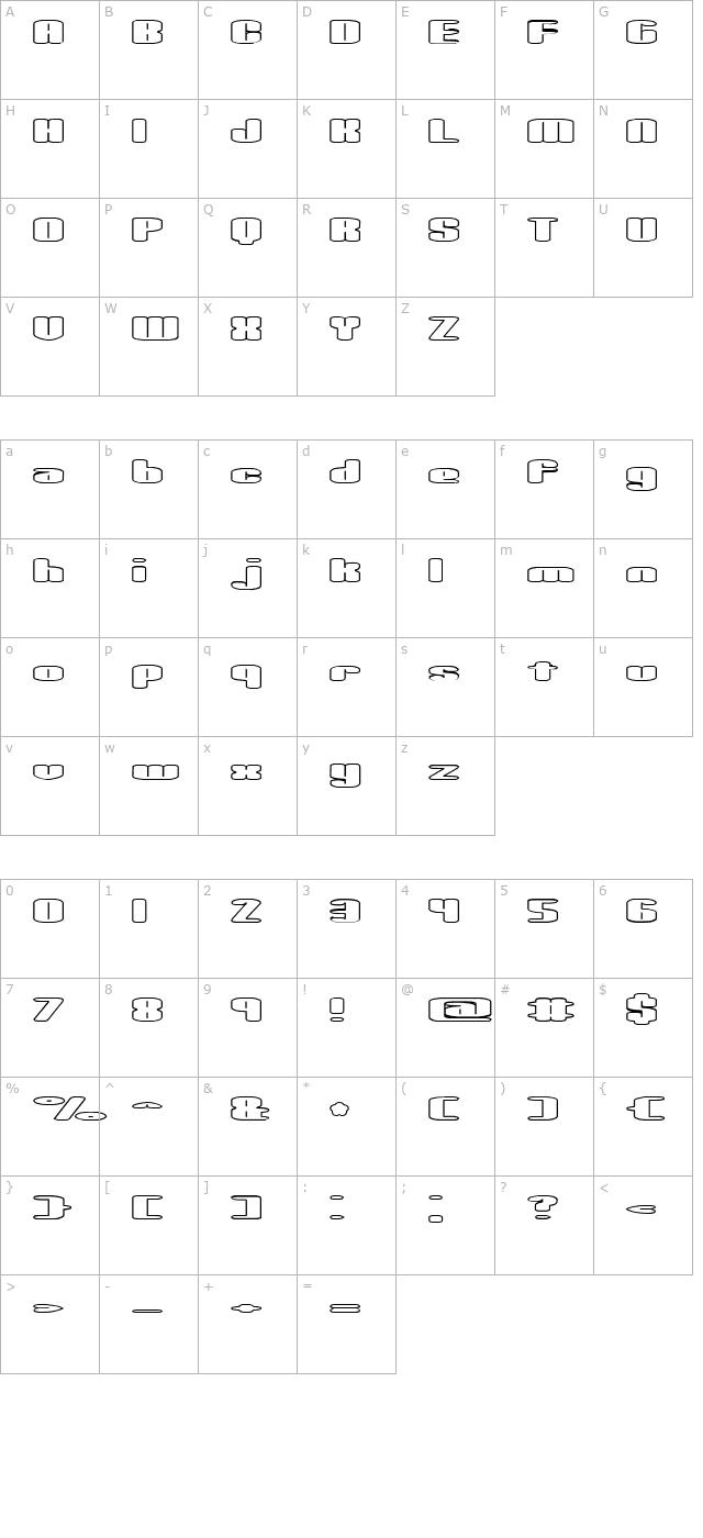 Spacious Outline -BRK- character map