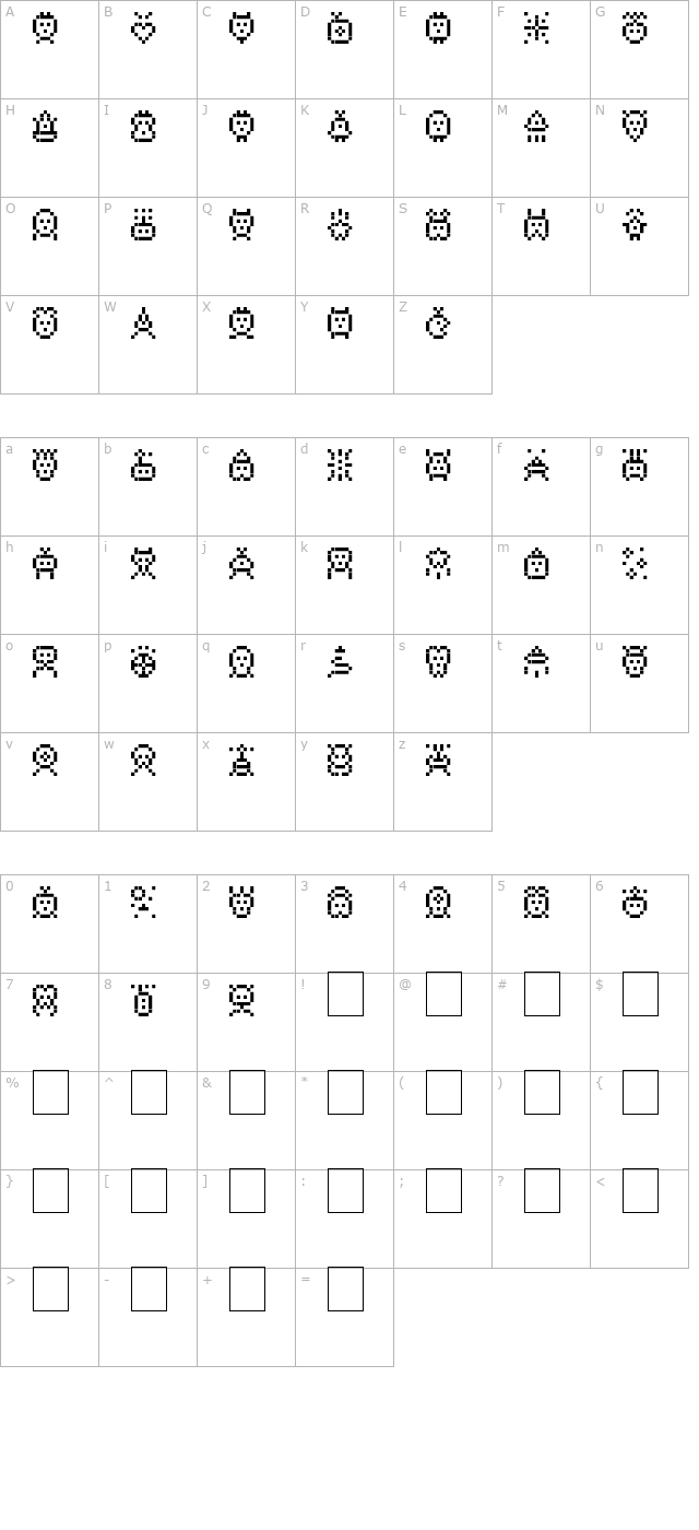 Spacy Stuff character map