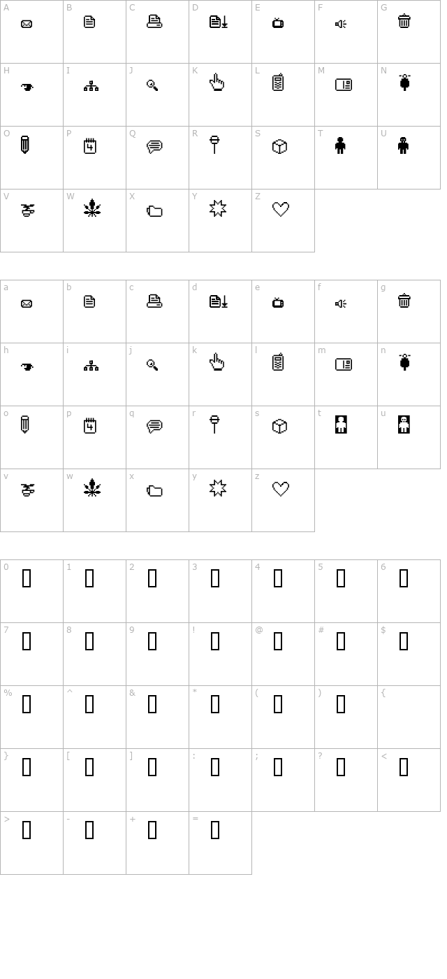 spaider-simbol character map