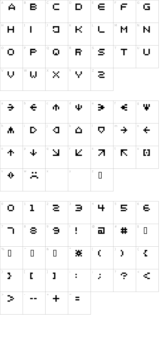 spaider character map