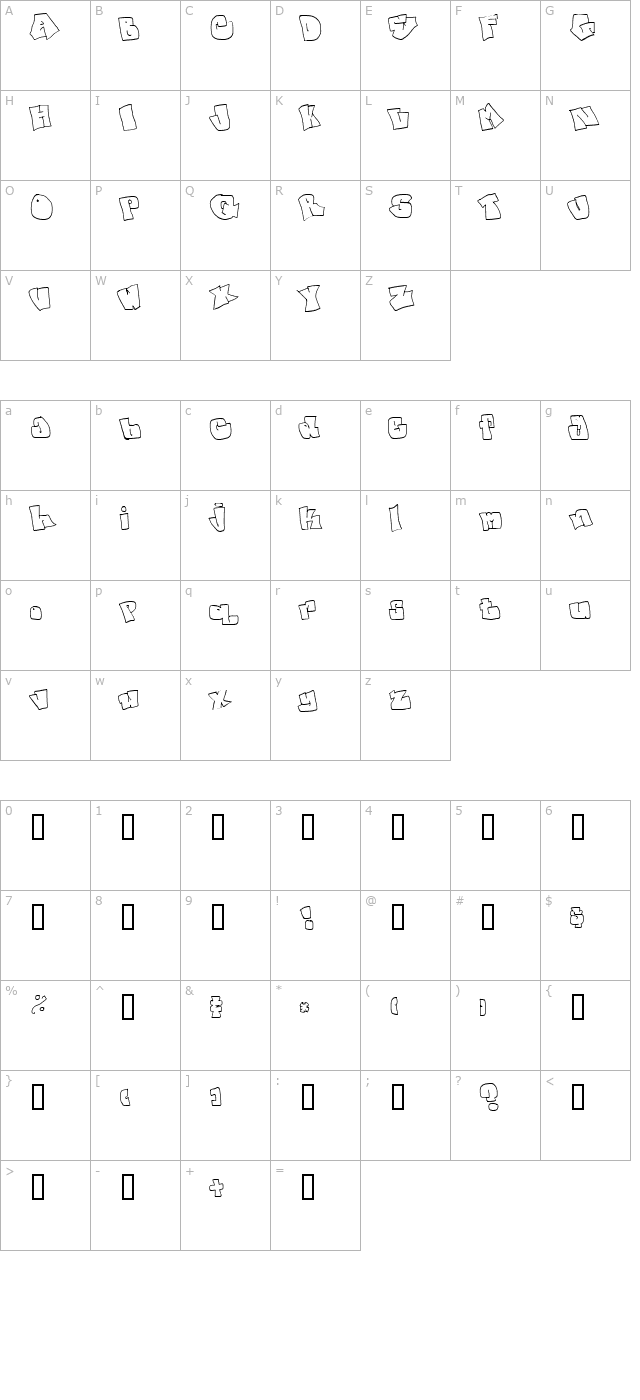 spanky 20 second version character map