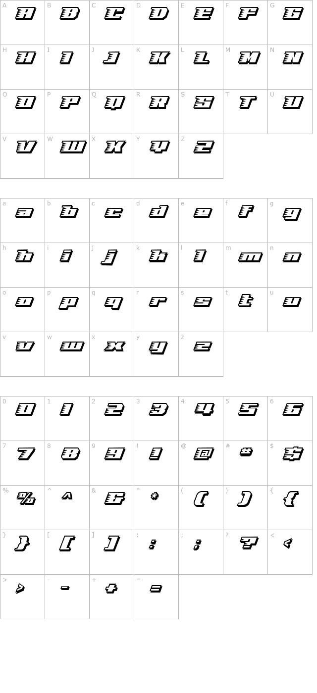 Speed Solid character map