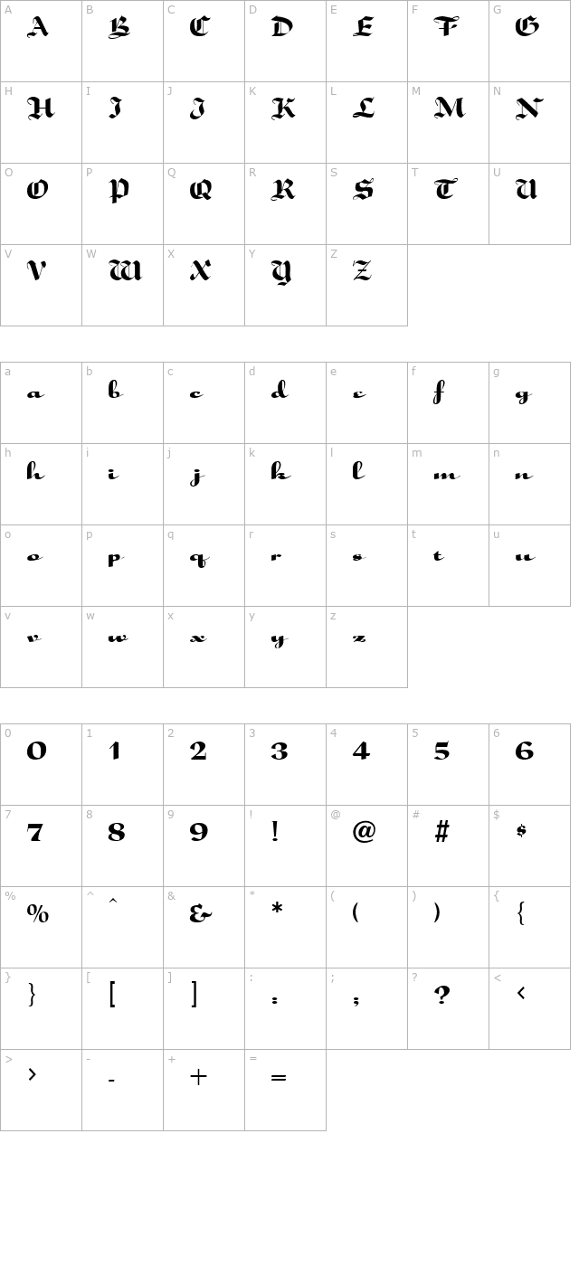 speedscript-normal character map