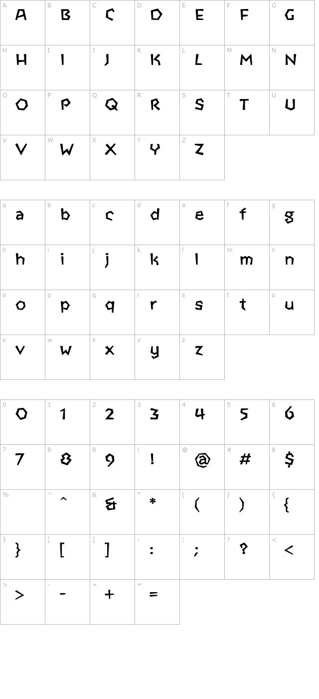 SPElderSansSerif character map