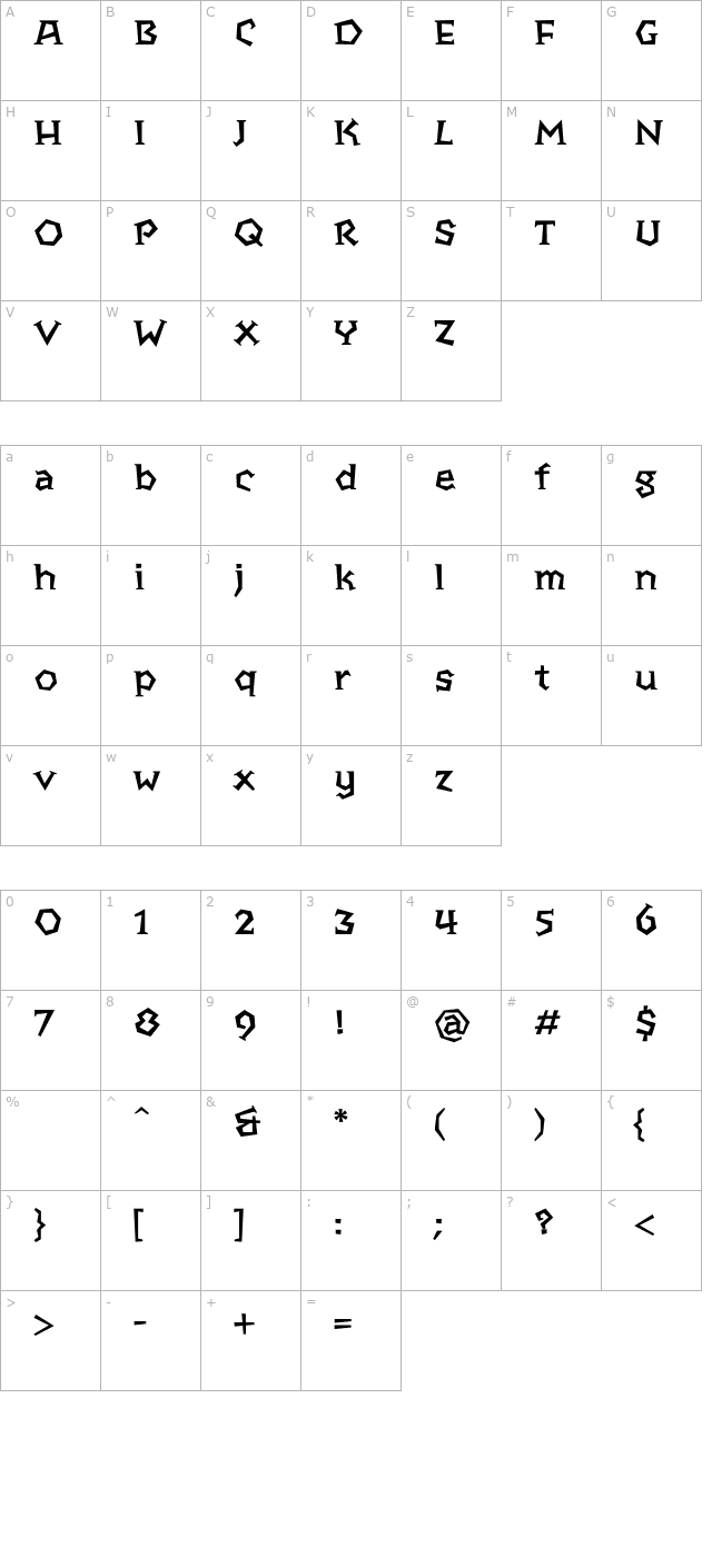spelderserif character map
