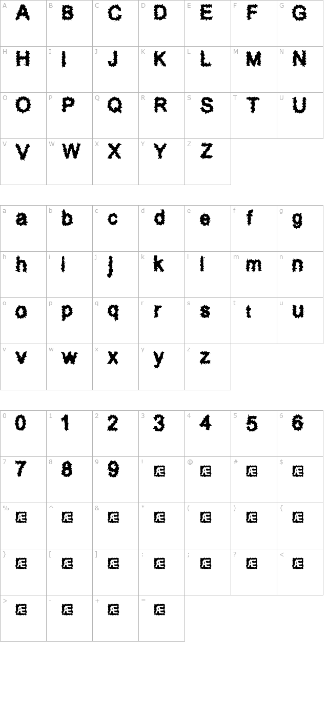 Splatz (BRK) character map