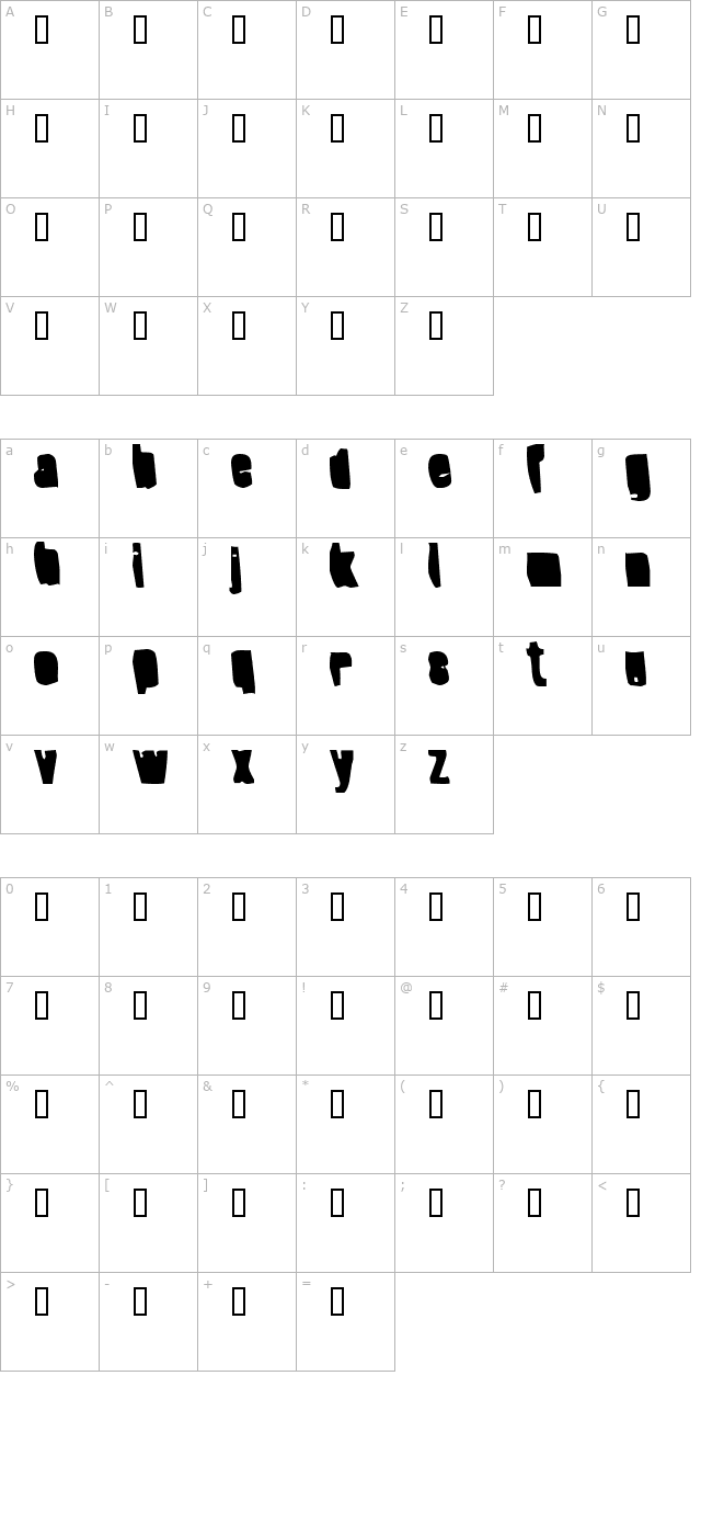 Splump Black character map