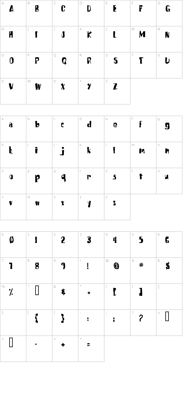 SpongeFont Square Type character map