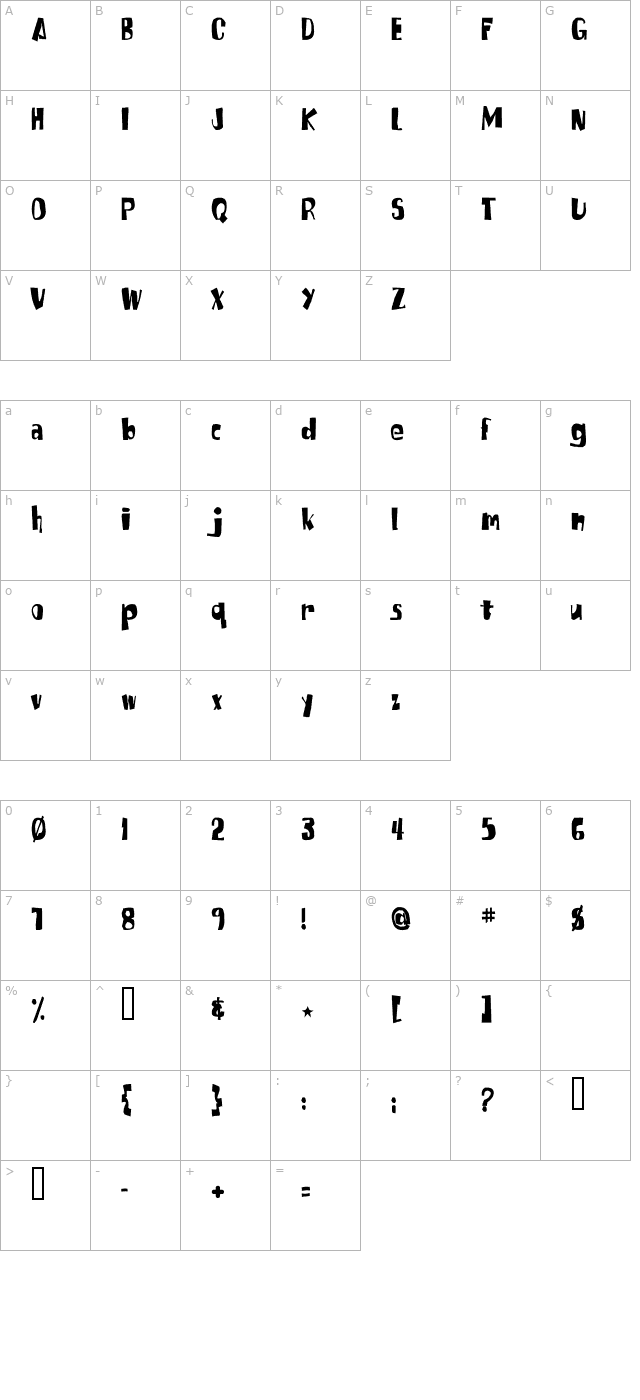 spongefont-squaretype character map