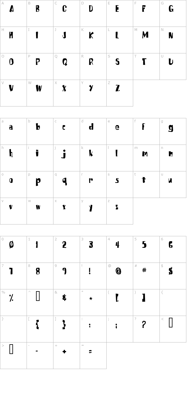 SpongeFont SquareType character map