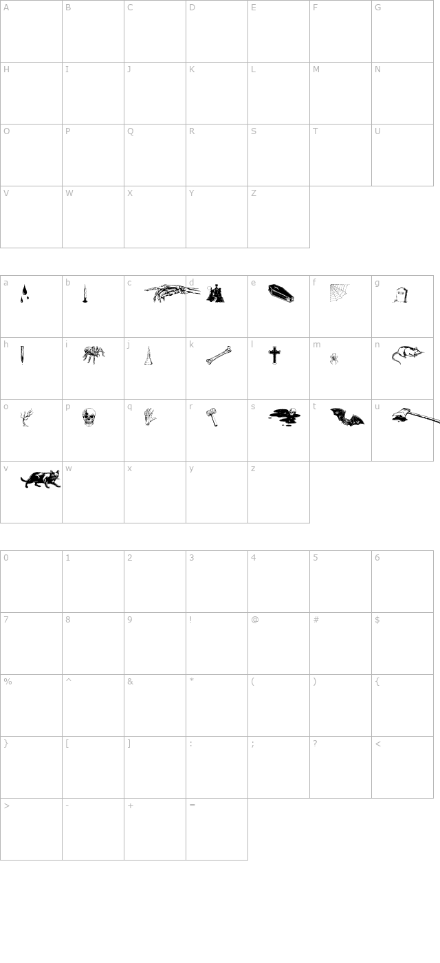 Spookie Ookie character map